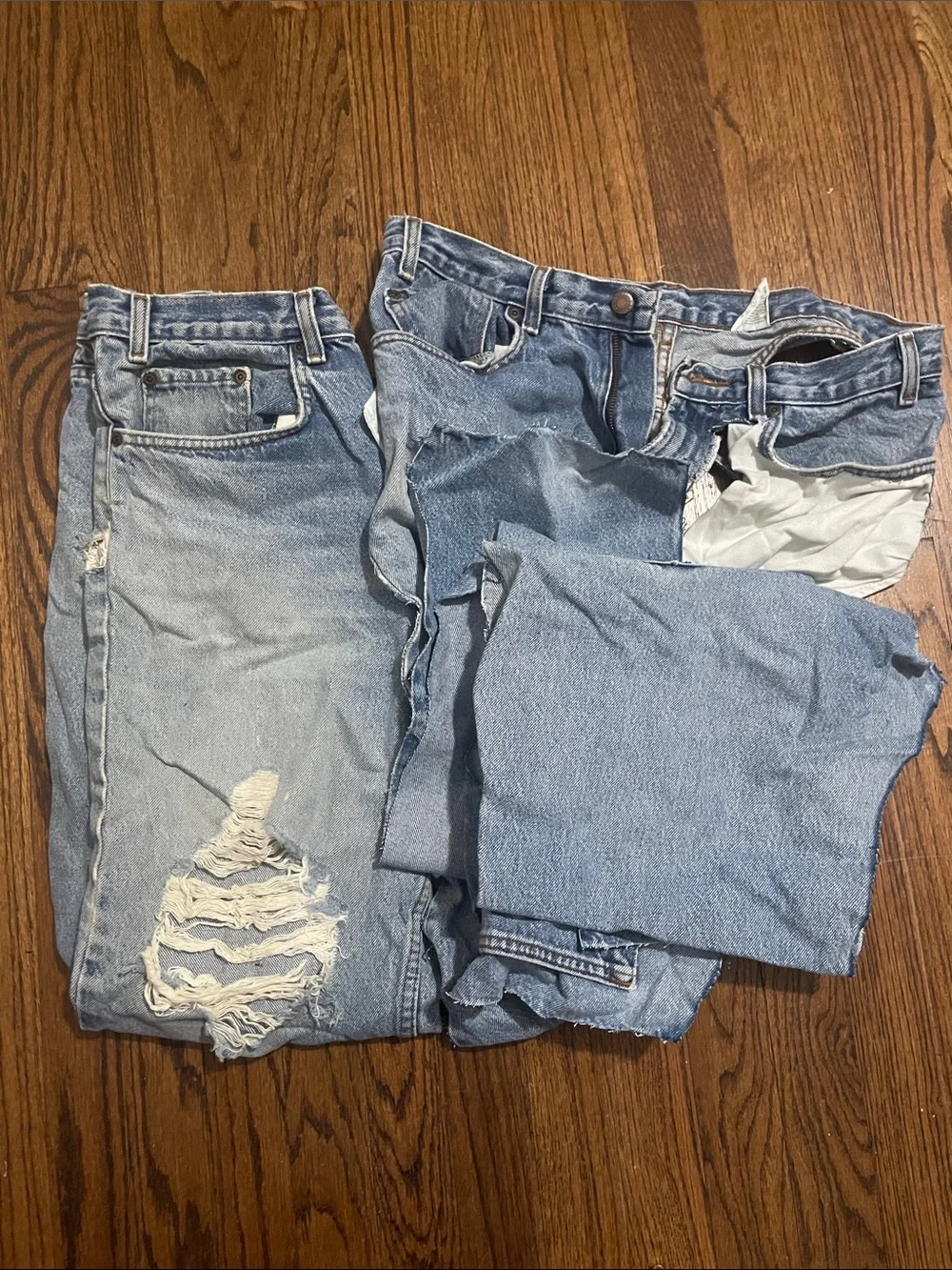 Scrap denim fabric